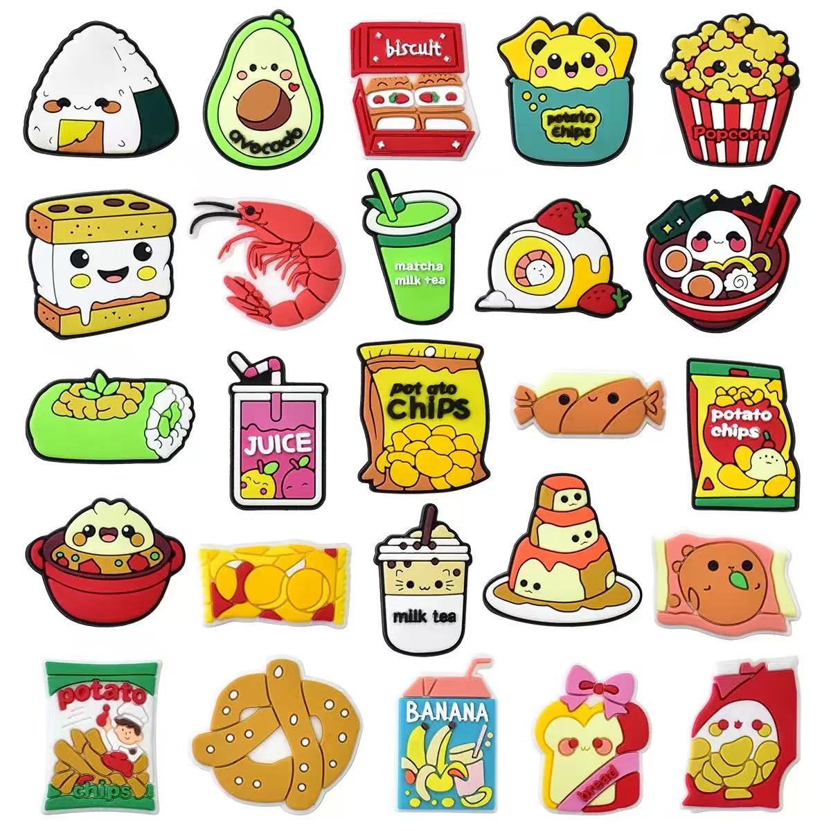 25~100개 혼합 디자인의 식품 시리즈 신발 장식 세 - Food Snacks Drinks 리뷰 및 가격
